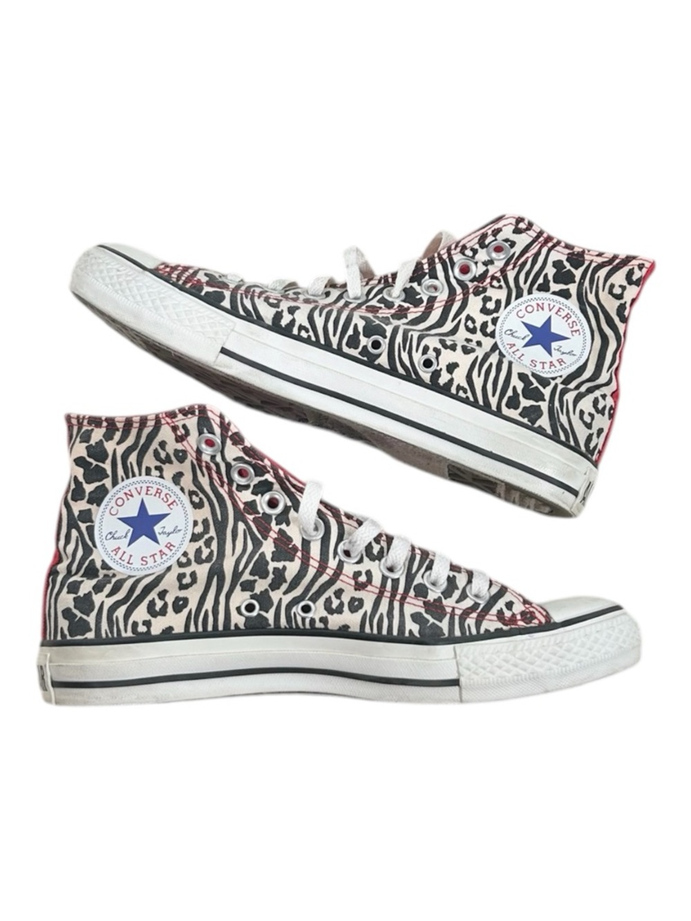 Converse All Star High-Top Animal Print Red Trim Sneakers Size 7.5/9.5